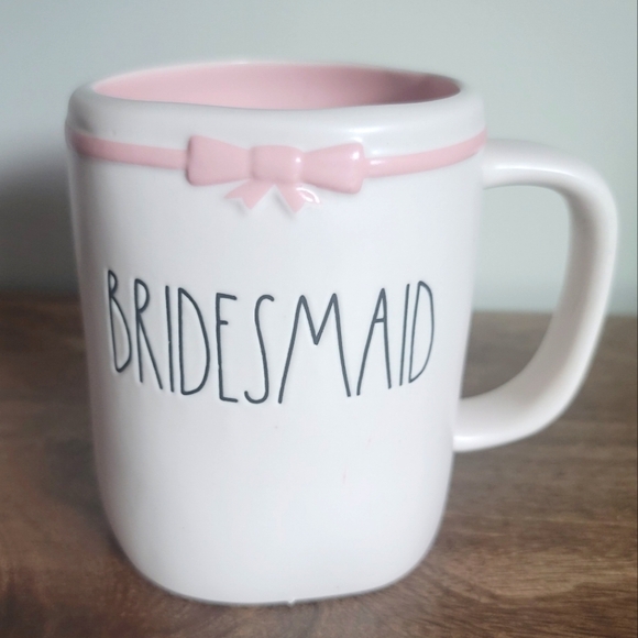 Rae Dunn Pink White Bridesmaid Artisan Ceramic Coffee Tea Soup Mug Cup - Picture 1 of 5